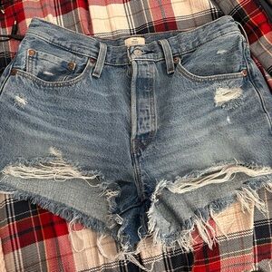 American Eagle Outfitters Distressed Light Blue Denim Cutoff Shorts